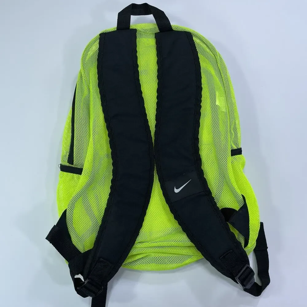 Nike Mesh Backpack Volt Yellow Multi Pockets Sheer See Through School Gym Bag